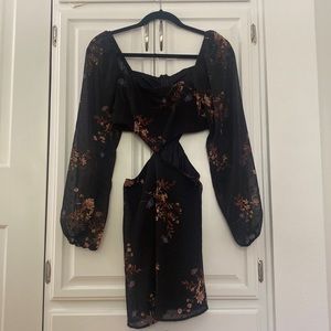 Black Long Sleeve Summer Boho Dress